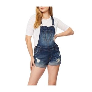 NWT Vintage Utility Denim Shortalls Women Junior Jean Short Overalls Size Medium